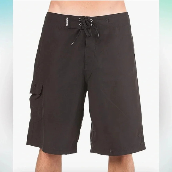 HURLEY ONE AND ONLY BLACK BOARDSHORTS WITH CARGO POCKETS SIZE 30 - Picture 2 of 13